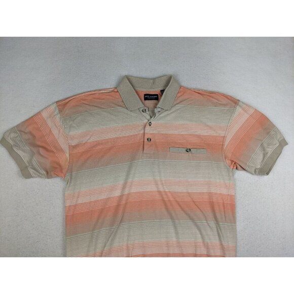 Safe Harbor Sportswear Men's Polo Orange Beige Striped Short Sleeve Retro Size L - Picture 5 of 16